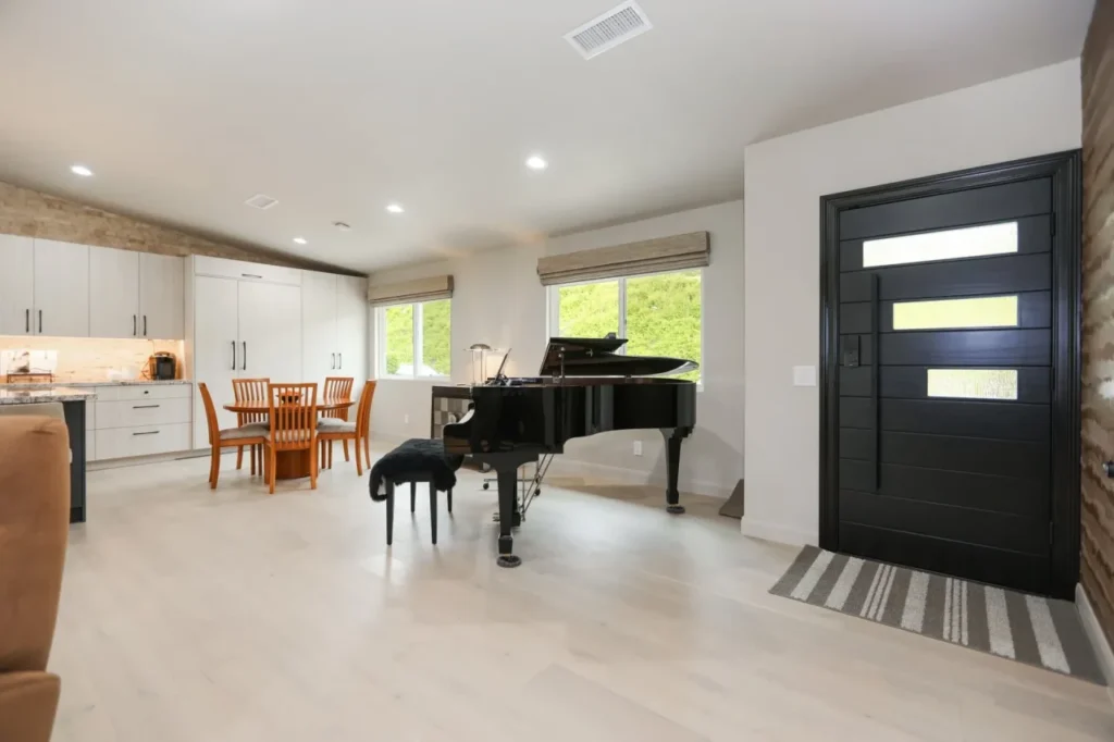 Piano in a modern living room.