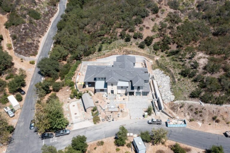 Large house under construction, top view.