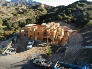 Framing of a new house in the mountains.