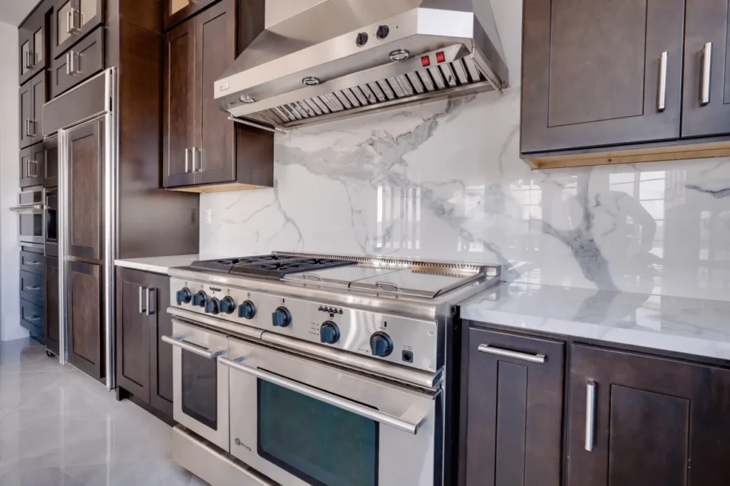 Modern kitchen with stainless steel appliances