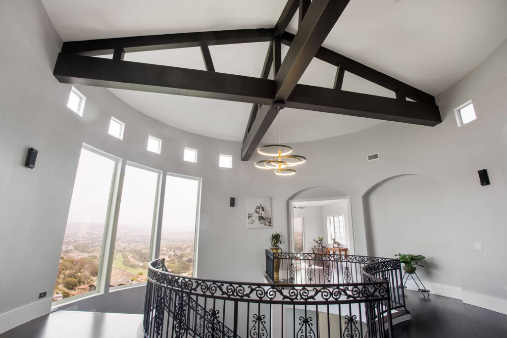 Balcony with a view of the city from a luxury house.
